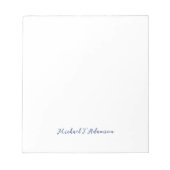 Bloc-note Retro Style Elegant Plain White Calligraphy Name (Devant)