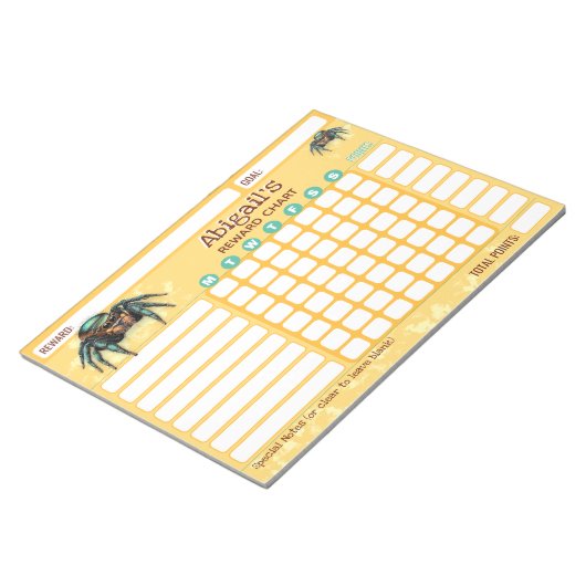 Bloc-note Reward Chart Jumping Spider Personalized Chores (Incliné)