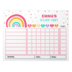 Bloc-note Reward Chart Rainbow Personalized Chore Chart