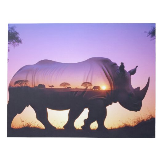 Bloc-note Rhinoceros Double exposition Animal Nature Forêt (Devant)