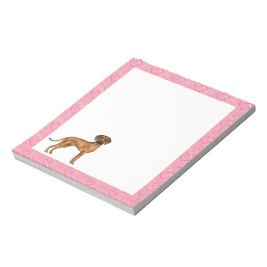 Bloc-note Rhodesian Ridgeback Chien Love Coeur Motif rose (Tourné)