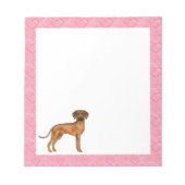 Bloc-note Rhodesian Ridgeback Chien Love Coeur Motif rose (Devant)