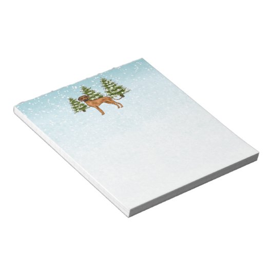Bloc-note Rhodesian Ridgeback Lion Dog Snowy Winter Forest (Incliné)