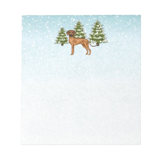 Bloc-note Rhodesian Ridgeback Lion Dog Snowy Winter Forest (Devant)