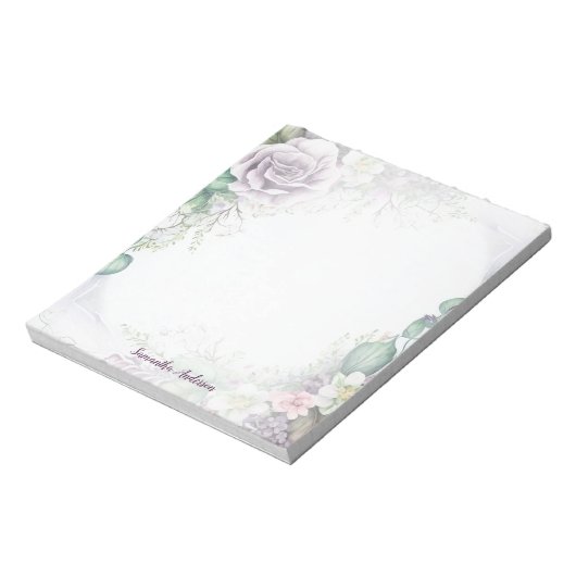 Bloc-note Robe d'aquarelle violet vert de feuillage (Tourné)