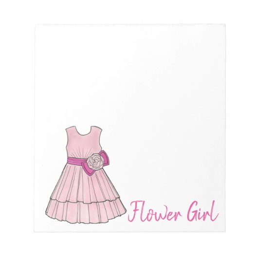 Bloc-note Robe Fille Fleur Rose Robe Fête de Mariage Cadeau (Devant)