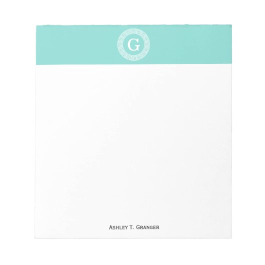Bloc-note Robin Oeuf Wht Grille Grecque Cadre Rnd Initial Mo (Devant)