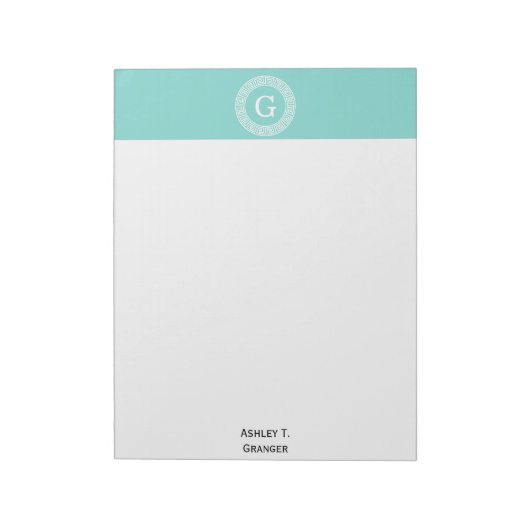 Bloc-note Robin Oeuf Wht Grille Grecque Cadre Rnd Initial Mo (Tourné)