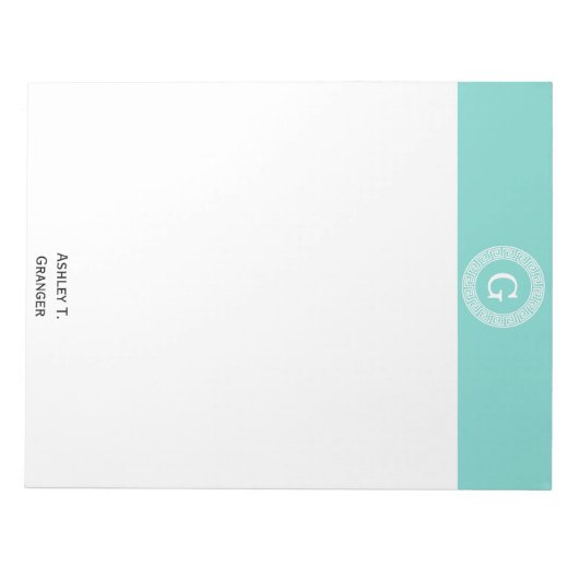 Bloc-note Robin Oeuf Wht Grille Grecque Cadre Rnd Initial Mo (Devant)