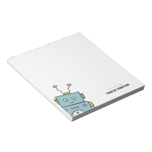 Bloc-note Robot à main bleue mignonne (Incliné)