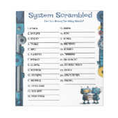Bloc-note Robot Baby shower Word Scramble Activité Pad (Devant)