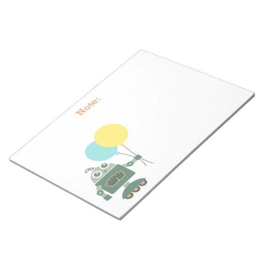 Bloc-note Robot mignon avec ballons pour enfants (Incliné)