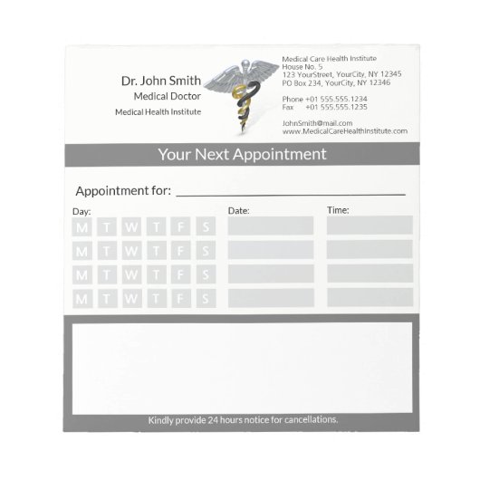 Bloc-note Rod Médicale Silver Caduceus Black Gold Nomination (Devant)