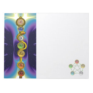 BLOC-NOTE ROD OF ASCLEPIUS 7 CHAKRAS,YOGA ,SPIRITUAL ENERGY