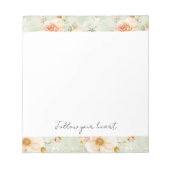 Bloc-note Romantic Peach Mint Pretty Roses Floral (Devant)