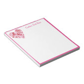 Bloc-note Romantique Coeur rose rouge Décoratif Personnalisé (Incliné)