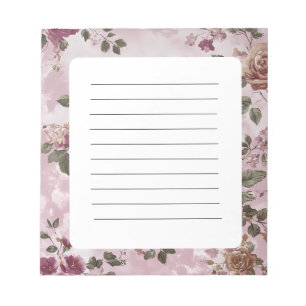 Bloc-note Rose Ancienne Aquarelle Florale Simple 