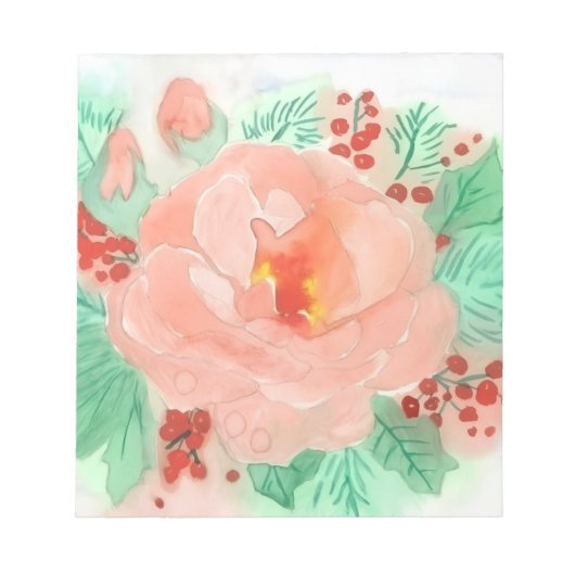 Bloc-note Rose aquarelle française (Devant)