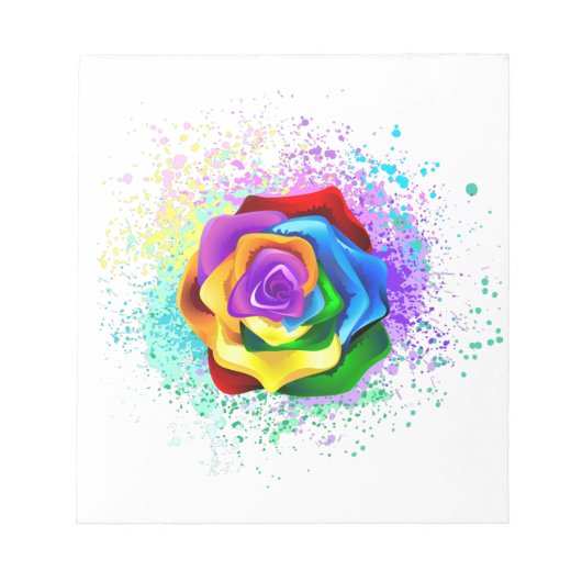 Bloc-note Rose arc-en-ciel coloré (Devant)