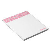 Bloc-note Rose avec Motif de dentelle Crochet blanc (Incliné)