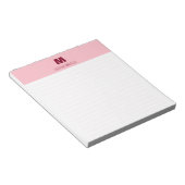 Bloc-note Rose bébé chic nom personnalisé monogrammé ligné (Incliné)