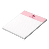 Bloc-note Rose bébé chic nom personnalisé monogrammé ligné (Tourné)