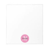 Bloc-note Rose & Blanc Simple Monogramme Classique tendance (Devant)