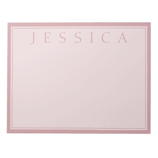 Bloc-note Rose Blush | Votre Nom (Devant)