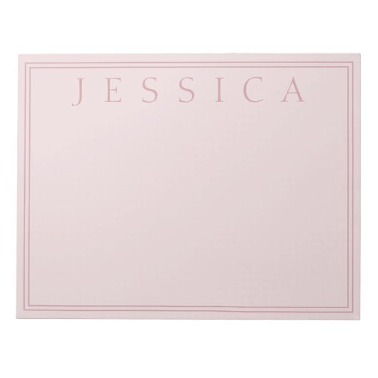 Bloc-note Rose Blush | Votre Nom (Devant)