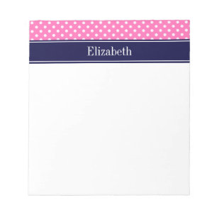 Bloc-note Rose Chaud #2 Points Blancs Navys Bleu Monogramme