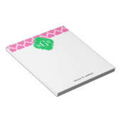 Bloc-note Rose chaud avec marocain #5 Emerald 3 Monogramme i (Incliné)