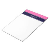 Bloc-note Rose Chaud Uni #2, Monogramme avec Ruban Bleu Mari (Incliné)