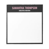 Bloc-note Rose chic moderne, blanc et noir (Devant)