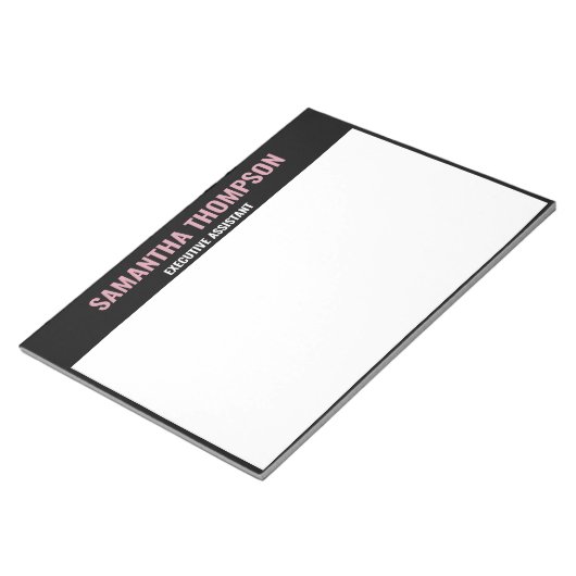 Bloc-note Rose chic moderne, blanc et noir (Incliné)