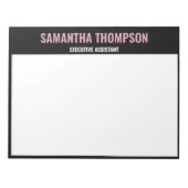 Bloc-note Rose Chic Moderne, Blanc & Noir (Devant)