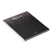 Bloc-note Rose d'argent personnalisé de luxe Gold Chic Noir (Incliné)