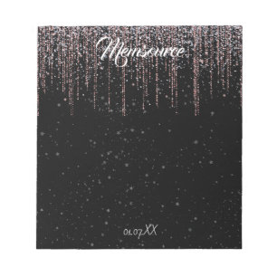 Bloc-note Rose d'argent personnalisé de luxe Gold Chic Noir