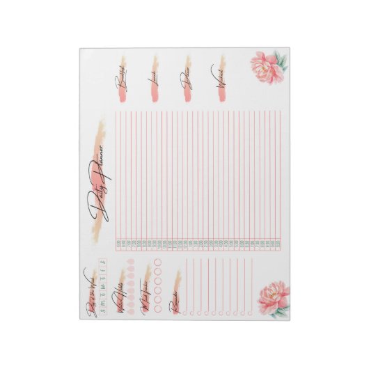 Bloc-note Rose de pêche du planificateur quotidien, programm (Tourné)