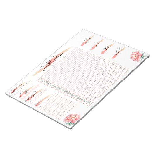 Bloc-note Rose de pêche du planificateur quotidien, programm (Incliné)