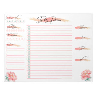 Bloc-note Rose de pêche du planificateur quotidien, programm