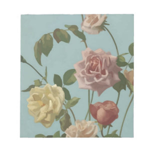 Bloc-note Rose de thé vintage et Roses bleus