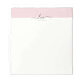 Bloc-note Rose et blanc, monogramme calligraphique minimalis (Devant)