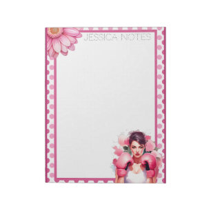 Bloc-note Rose et jolie floral cancer du sein