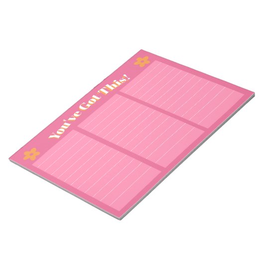 Bloc-note Rose et orange floraux rétro (Incliné)