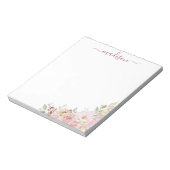 Bloc-note Rose Fleur de Rosier à l'aquarelle Rose Pâle Éléga (Tourné)