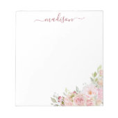 Bloc-note Rose Fleur de Rosier à l'aquarelle Rose Pâle Éléga (Devant)