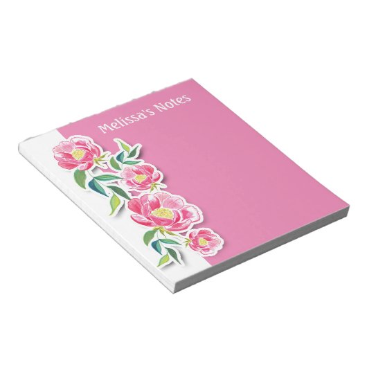 Bloc-note Rose fleurs enseignants bureau aquarelle (Incliné)