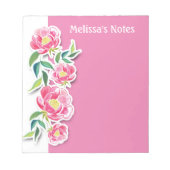 Bloc-note Rose fleurs enseignants bureau aquarelle (Devant)