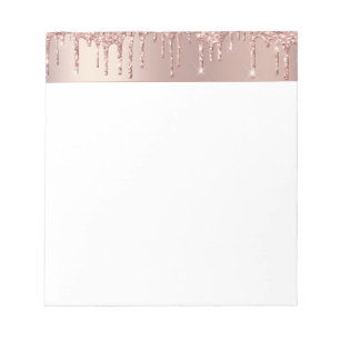 Bloc-note Rose Gold Blush Glitter Sparkle Drips Chic