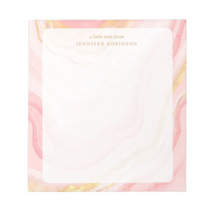 Bloc-note Rose Gold Chic Glam Faux Pailleté Marbre avec nom